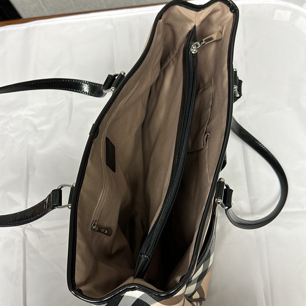 Burberry Beige and Black Checkered Tote - Picture 6 of 9